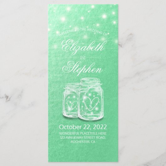 Het programma van het huwelijk Mason Jars String L Programmakaart (Voorkant)