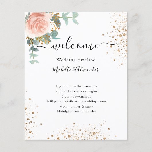 Het programma van het huwelijk roos gouden bloem (Voorkant)