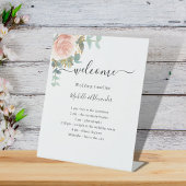 Het programma van het huwelijk roos gouden bloem reclamebord met voetstuk