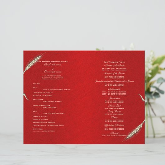 Het programma van het huwelijk sjabloon rood (vier (Staand voorkant)