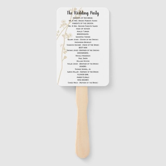 Het Programma van het huwelijk Ventilator om het e Handwaaier (Achterkant)