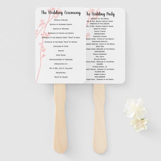 Het Programma van het huwelijk Ventilator om het e Handwaaier (Voorkant en achterkant)