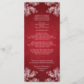 Het Programma van het huwelijk Zwemelen 2 Rood Programmakaart (Achterkant)