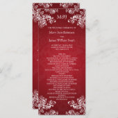 Het Programma van het huwelijk Zwemelen 2 Rood Programmakaart (Voorkant / Achterkant)