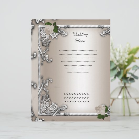 Het Programma van het Menu van de bruiloft Cream R (Staand voorkant)