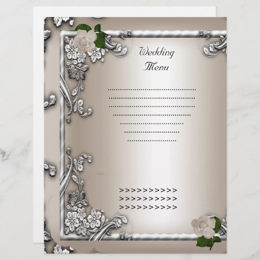 Het Programma van het Menu van de bruiloft Cream R (Voorkant / Achterkant)