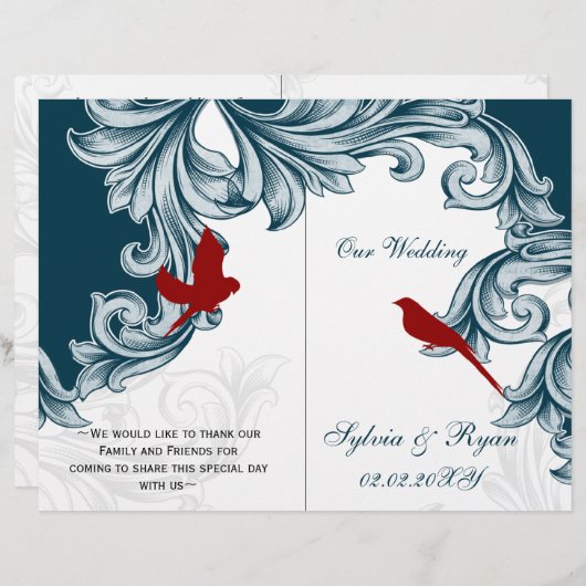 het programma voor blauwe en rode lovevogels gevou (Voorkant / Achterkant)