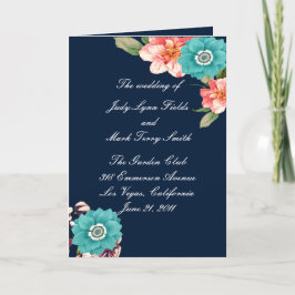 Het programma voor botanische bruiloft met blauwe 