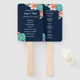 Het programma voor botanische bruiloft met blauwe  handwaaier