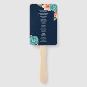 Het programma voor botanische bruiloft met blauwe  handwaaier (Achterkant)