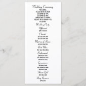 Het programma voor bruiloft in de kerk van de zwar programmakaart (Achterkant)