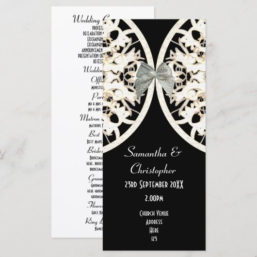 Het programma voor bruiloft in de kerk van de zwar programmakaart (Voorkant / Achterkant)