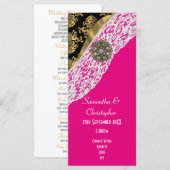 Het programma voor de bruiloft van de Roze zwarte  Programmakaart (Voorkant / Achterkant)