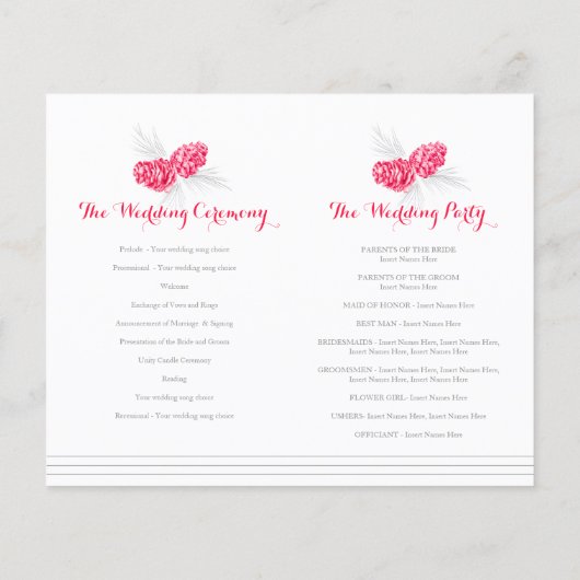 Het programma voor de herfstbruiloft van de rode w (Achterkant)