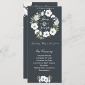 Het programma voor de zwarte en witte bruiloft programmakaart (Voorkant / Achterkant)