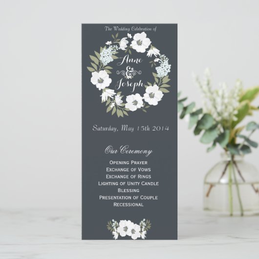 Het programma voor de zwarte en witte bruiloft programmakaart (Staand voorkant)