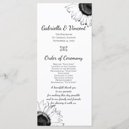 Het programma voor het binden van zwarte en witte programmakaart (Voorkant)