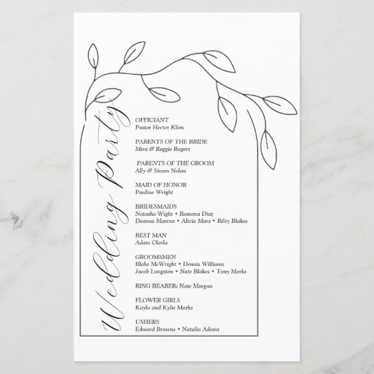 Het programma voor het bruiloft van het script voo (Achterkant)