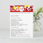 Het programma voor het huwelijk van Gele en Rode R Programmakaart (Staand voorkant)