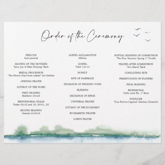 Het programma voor het huwelijk van het bergmeer v flyer (Achterkant)