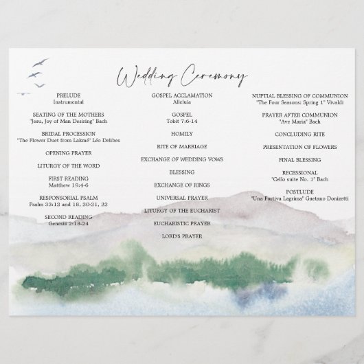 Het programma voor het huwelijk van het bergmeer v flyer (Achterkant)