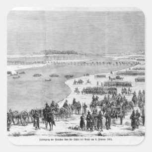 Het Pruisische leger overstag de Shlei in Arnis Vierkante Sticker