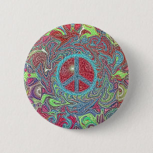 Het psychedelische Hip Teken van de Vrede Trippy Ronde Button 5,7 Cm