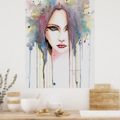 Het Psychic Modern Waterverf Portret van een vrouw Poster (Keuken)