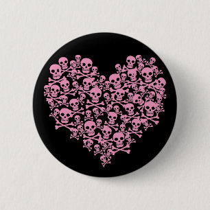 Het punk Roze Hart van de Schedel Ronde Button 5,7 Cm