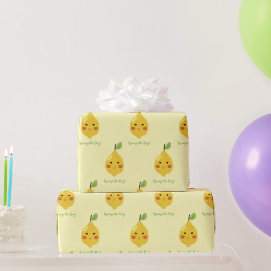 Het Punny Lemon Pattern van de Dag drukken Cadeaupapier (Feestgeschenken)