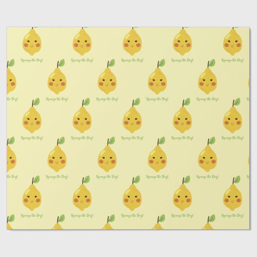 Het Punny Lemon Pattern van de Dag drukken Cadeaupapier (Vlak)