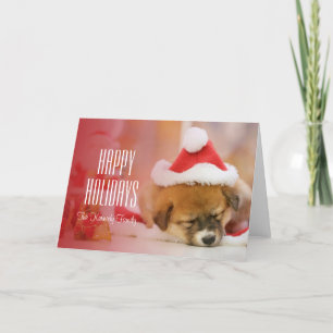Het puppy die van de slaap een pet van de Kerstman Feestdagen Kaart