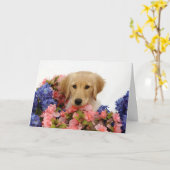 Het Puppy en de Bloemen van het golden retriever Kaart (Gele Bloem)