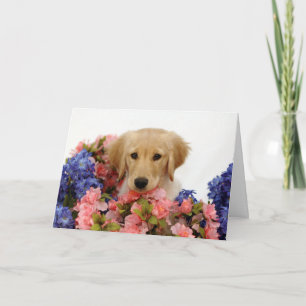 Het Puppy en de Bloemen van het golden retriever Kaart