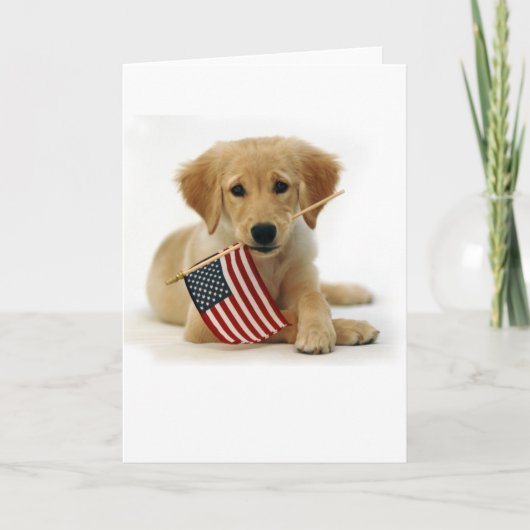 Het Puppy en de Vlag van het golden retriever Kaart (Voorkant)