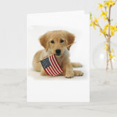 Het Puppy en de Vlag van het golden retriever Kaart (Gele Bloem)