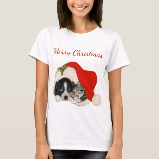 Het Puppy en Kitten Merry Shirt van Kerstmis (Voorkant)