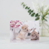 Het puppy en snoeit het Konijn van het Oor Briefkaart (Staand voorkant)