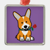 Het puppy Pembroke Wels Valentijn van de hond van Metalen Ornament (Voorkant)