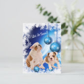 Het Puppy van de buldog liet het sneeuwen de Groet Feestdagenkaart (Staand voorkant)