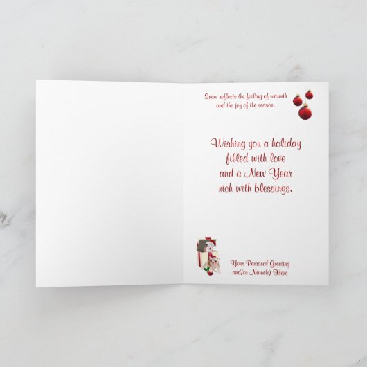 Het Puppy van de buldog liet het sneeuwen Feestdagen Kaart (Binnen)