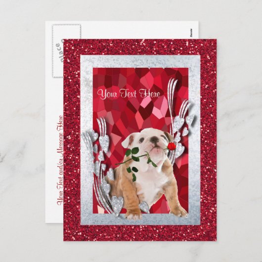 Het Puppy van de buldog past het aan het Feestdagenkaart (Voorkant / Achterkant)