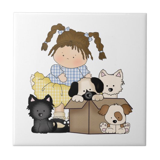 Het "puppy" van de liefde tegeltje (Voorkant)