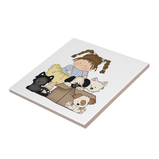 Het "puppy" van de liefde tegeltje (Zijkant)