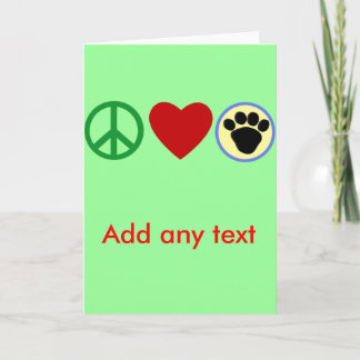 Het Puppy van de Liefde van de vrede handtastelijk Kaart