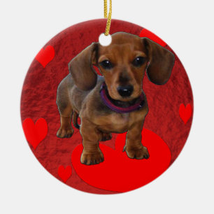 Het Puppy van de TEKKEL met Harten Keramisch Ornament