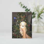 Het Puppy van GoldenDoodle met Kerstboom Feestdagenkaart (Staand voorkant)