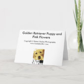 Het Puppy van het golden retriever en Roze Bloemen Kaart (Achterkant)