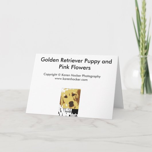 Het Puppy van het golden retriever en Roze Bloemen Kaart (Achterkant)