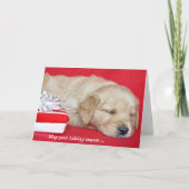 Het puppy van het Golden retriever van Kerstmis Feestdagen Kaart (Voorkant)